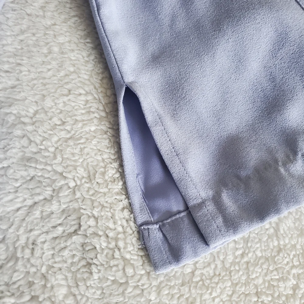Erin London Shacket‎ Medium Lilac Faux Suede Button Down Layering Office Church